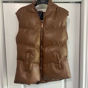 Cavalini Tan Puffer Vest Winter Fall Thanksgiving